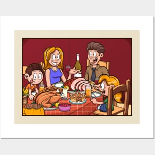 Family Having A Thanksgiving Dinner Posters and Art